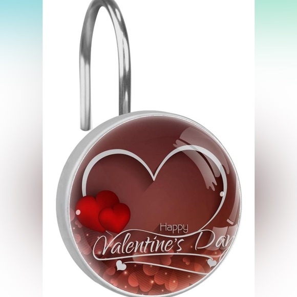 Happy Valentine's Day Shower Curtain Hook Decorative Rust Proof Set of 12 - Picture 1 of 1